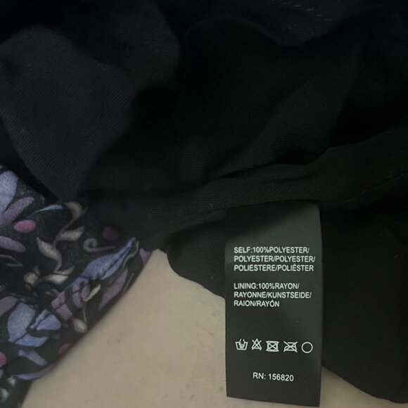 NEW ALLISON NEW YORK CELINE DRESS SMALL PURPLE BLACK FLORAL MAXI LONG SLEEVE - Picture 7 of 8